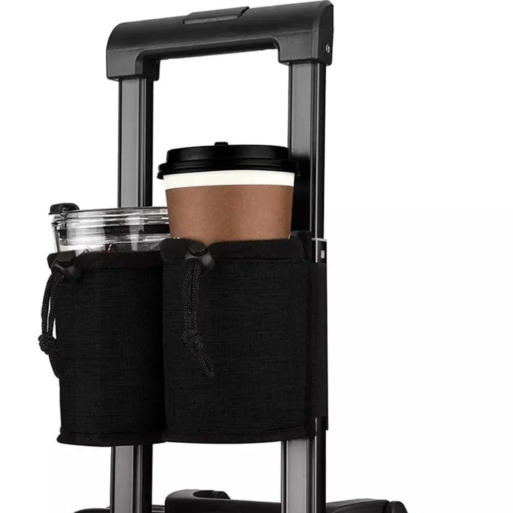 luggage cup holder-hands-free-travel drink pouch for suitcase handles