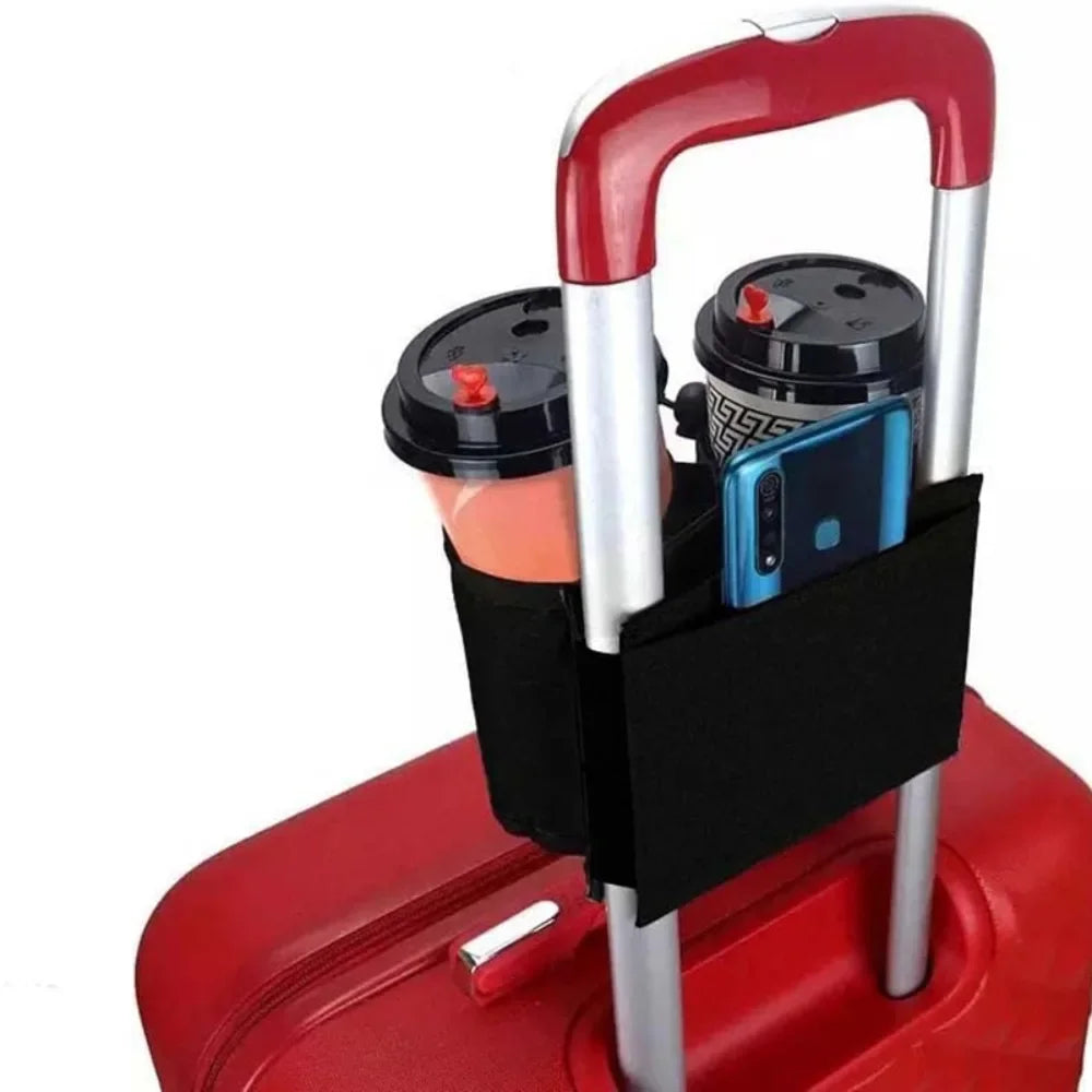 luggage cup holder-hands-free-travel drink pouch for suitcase handles
